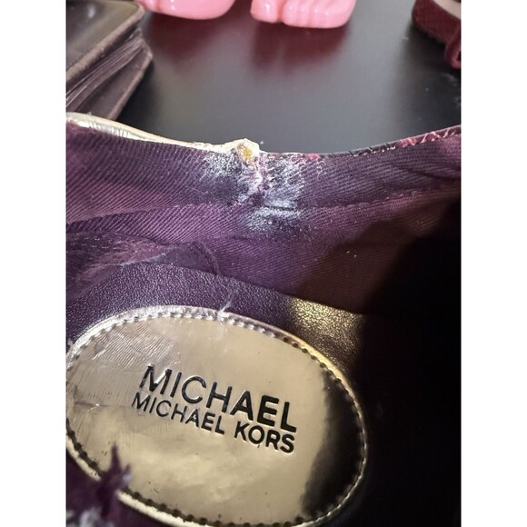 Michael Kors Burgundy and Gold Women's Sneakers - Picture 9 of 10